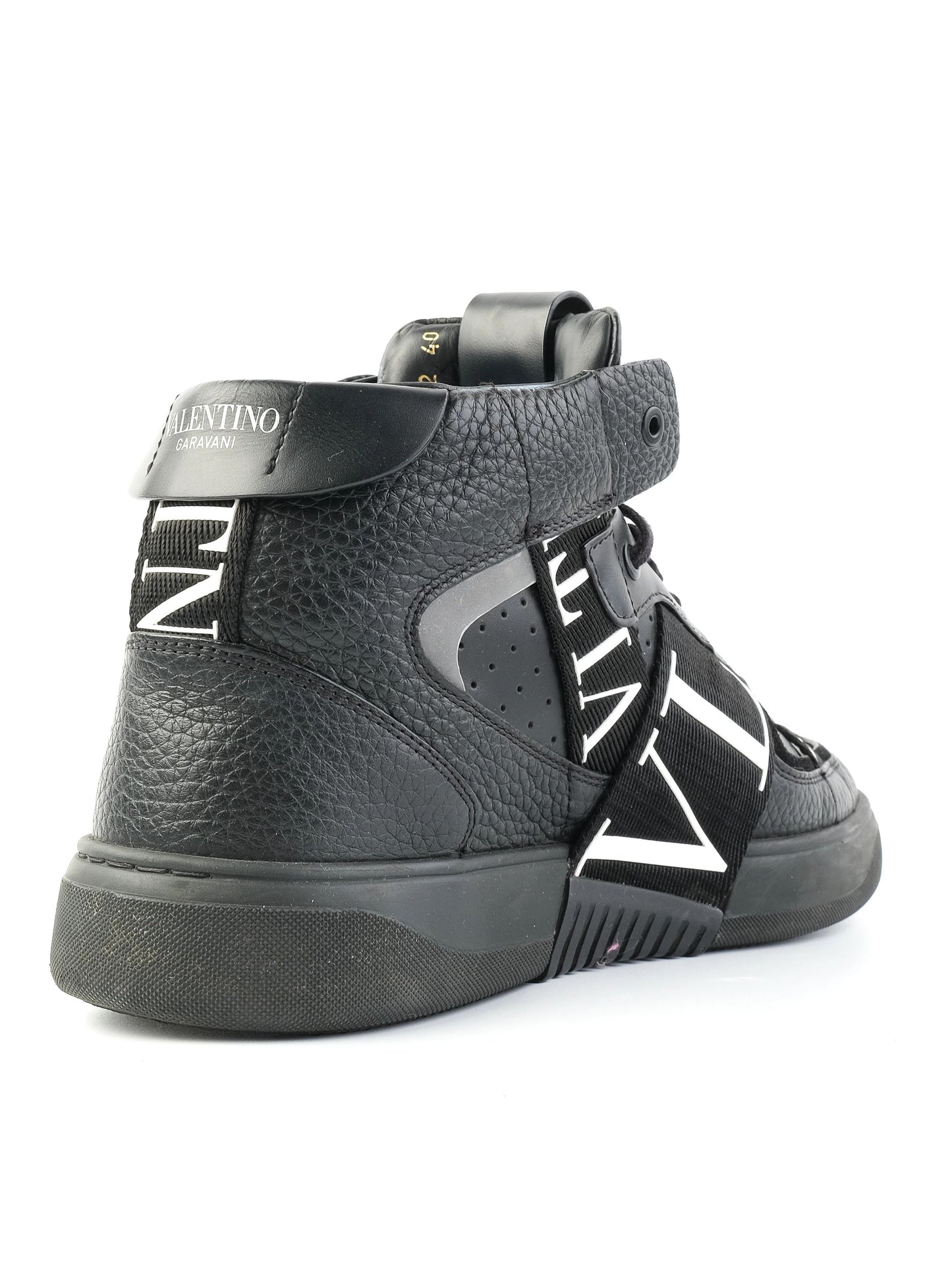 excellent valentino black leather high-top sneakers size 40