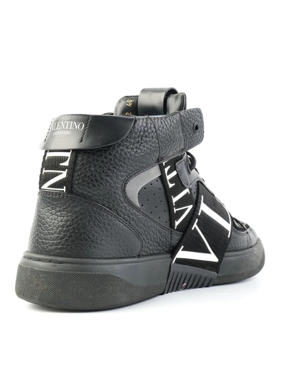 Excellent Valentino Black Leather High-Top Sneakers Size 40