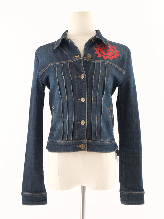Excellent Kenzo Denim Jacket Blue Size S with Embroidered Design