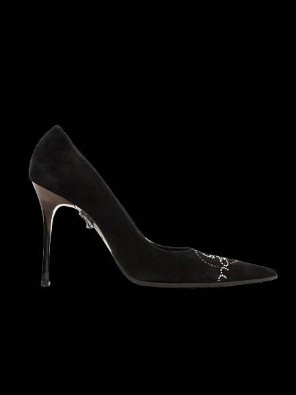 excellent gai mattiolo black genuine suede high-heeled shoes size 37