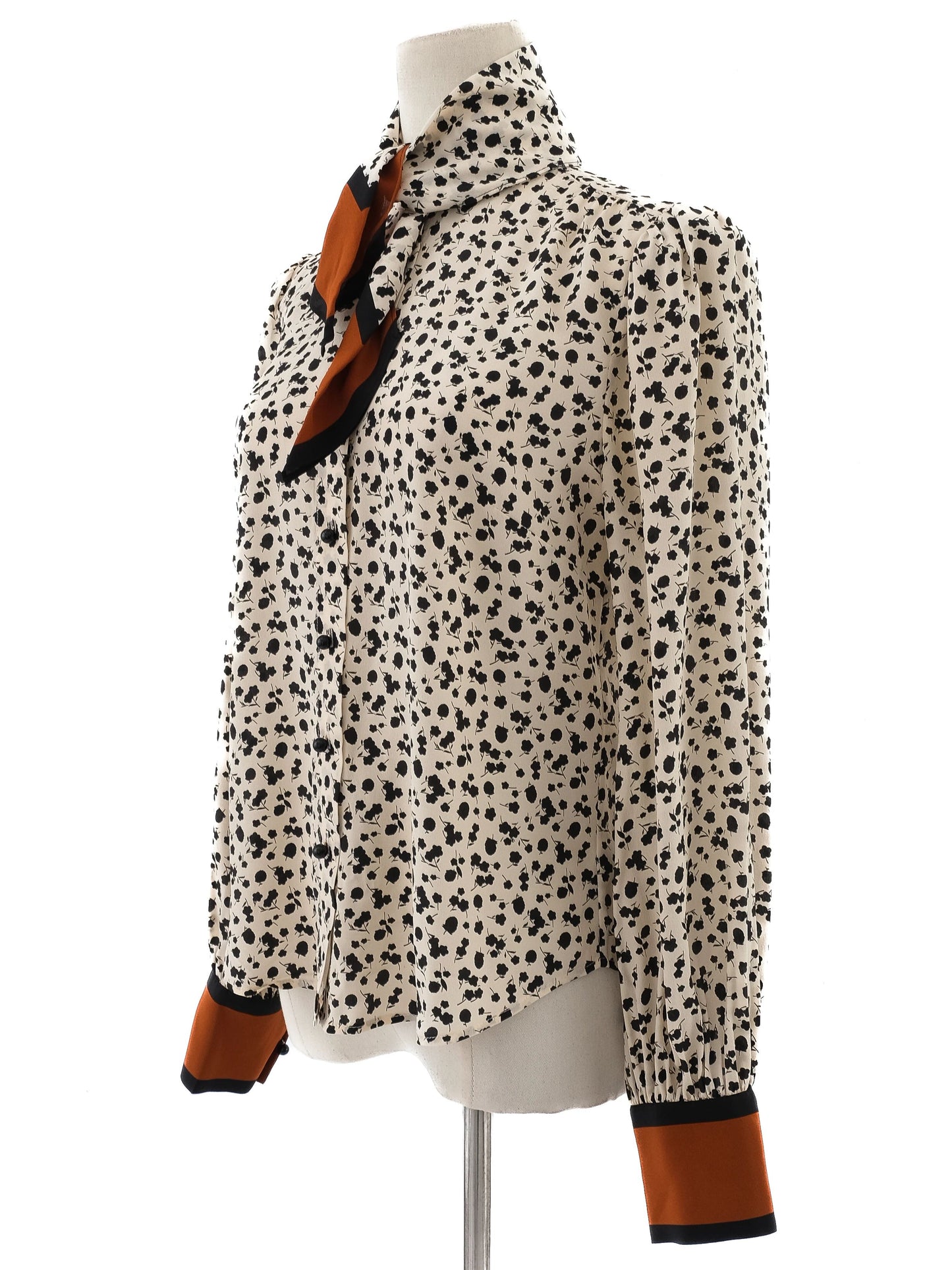 excellent l.k.bennett long-sleeve silk polka dot blouse size s