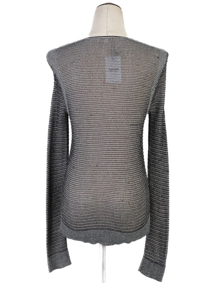 EXCELLENT Maje Gray Knitted Long Sleeve Top Size XS Sheer Viscose