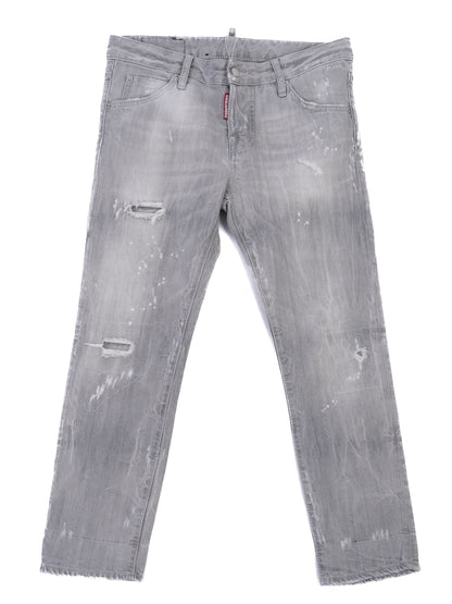 Excellent Dsquared2 Gray Distressed Jeans Size S Made in Italy