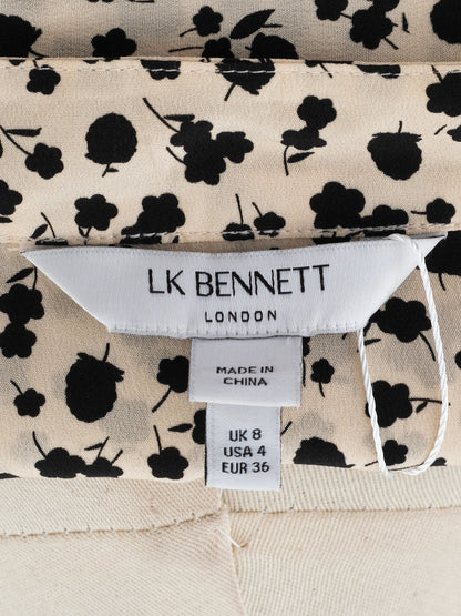 Excellent L.K.Bennett Long-Sleeve Silk Polka Dot Blouse Size S