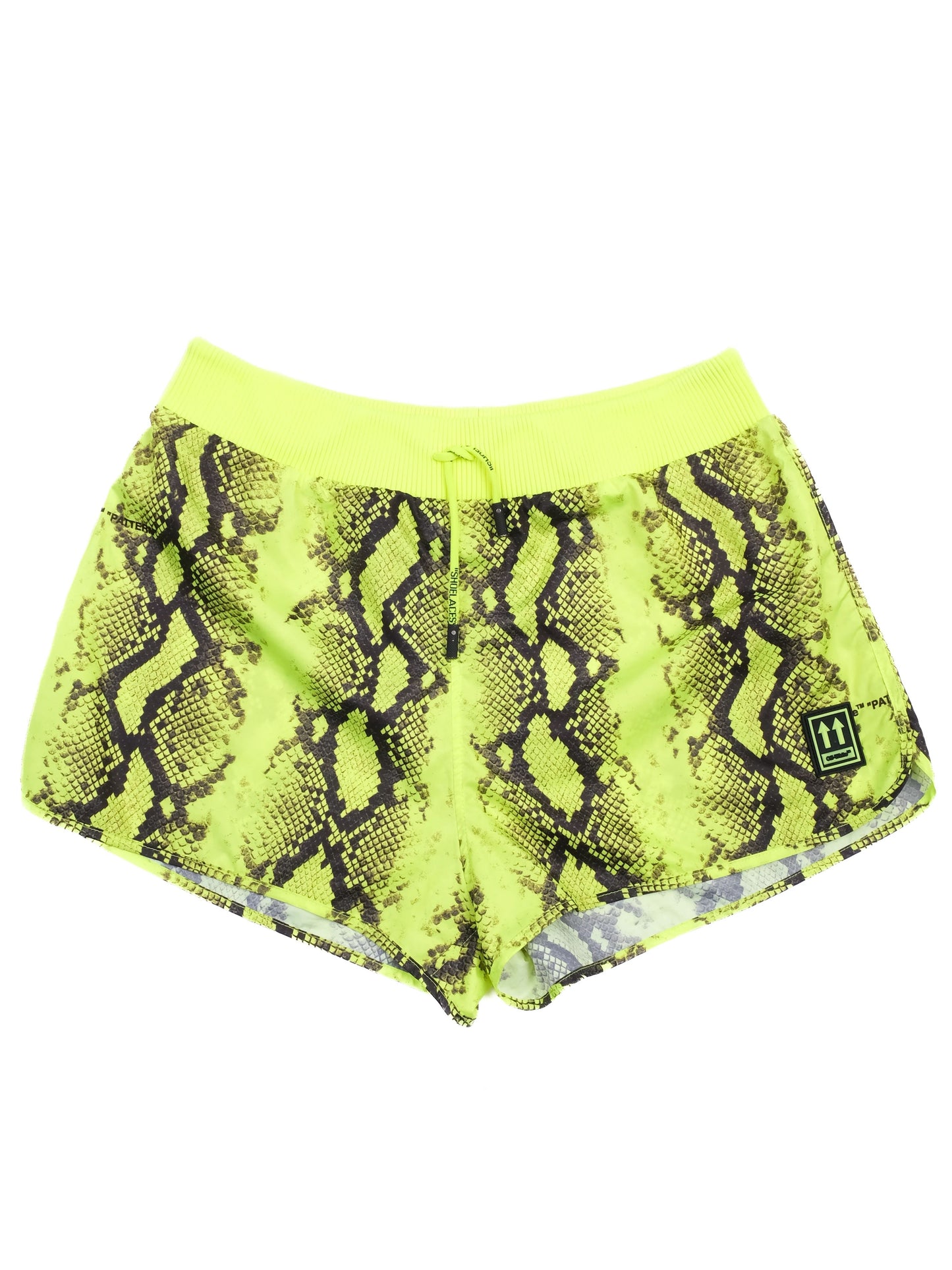 excellent off-white women's neon snakeskin shorts size s