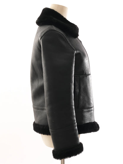 Good Reiss Black Leather & Faux Fur Jackets Size XS