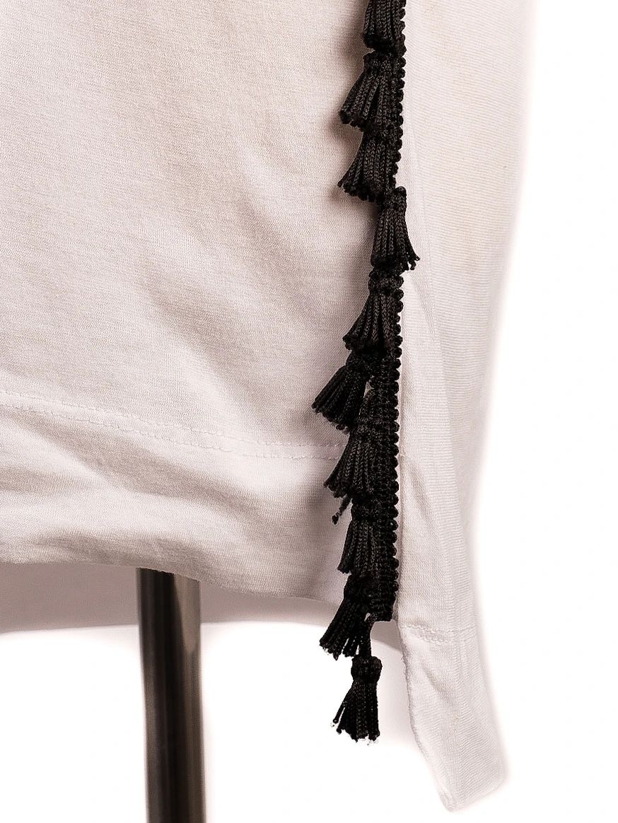 twinset white sleeveless dress with black fringes size m