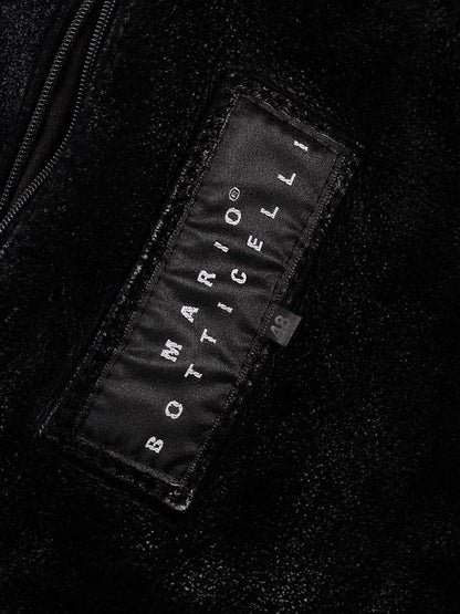 Average Mario Botticelli Black Coat with Textured Fur-Like Collar