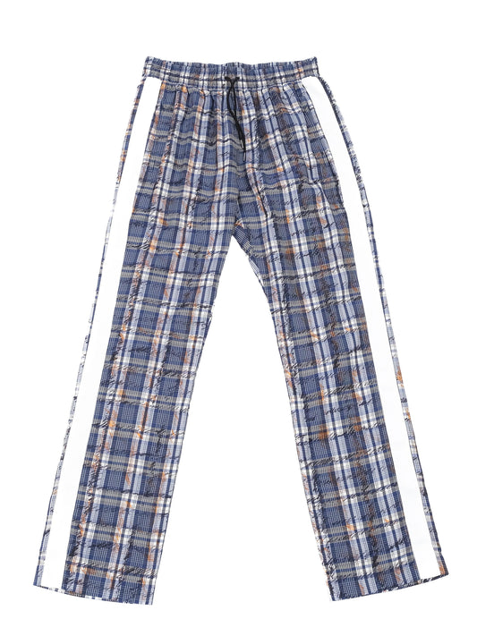 Excellent Burberry Plaid Pants Blue Orange Silk Size M