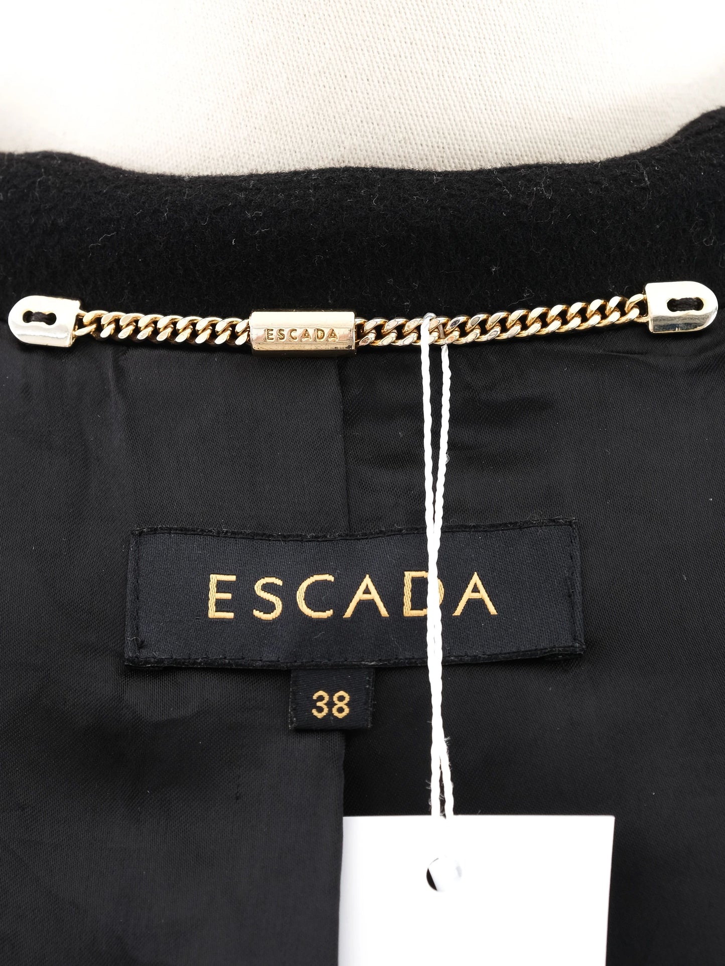 excellent escada black wool coat size m long sleeve tailored fit