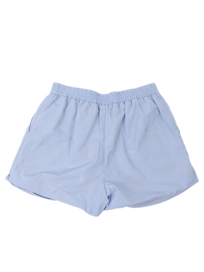 Excellent Alexander Wang Blue Cotton Women's Shorts with Rhinestones