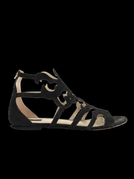 excellent etro black leather sandals with cut-out design size 38