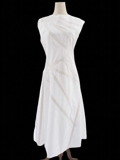 Excellent Bottega Veneta White Sleeveless Dress Cotton Size N/A