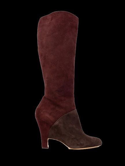 excellent salvatore ferragamo two-tone knee-high suede boots size 39.5