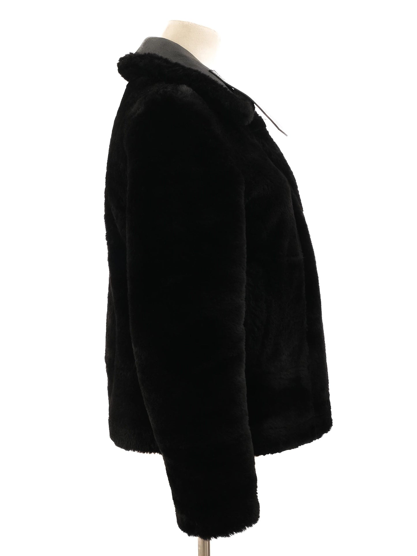 good reiss black leather & faux fur jackets size xs
