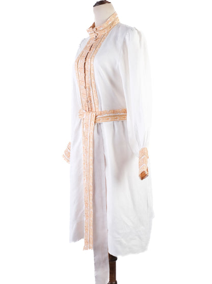 NEW Lug Von Siga White Dress Size S with Embroidery and Belt