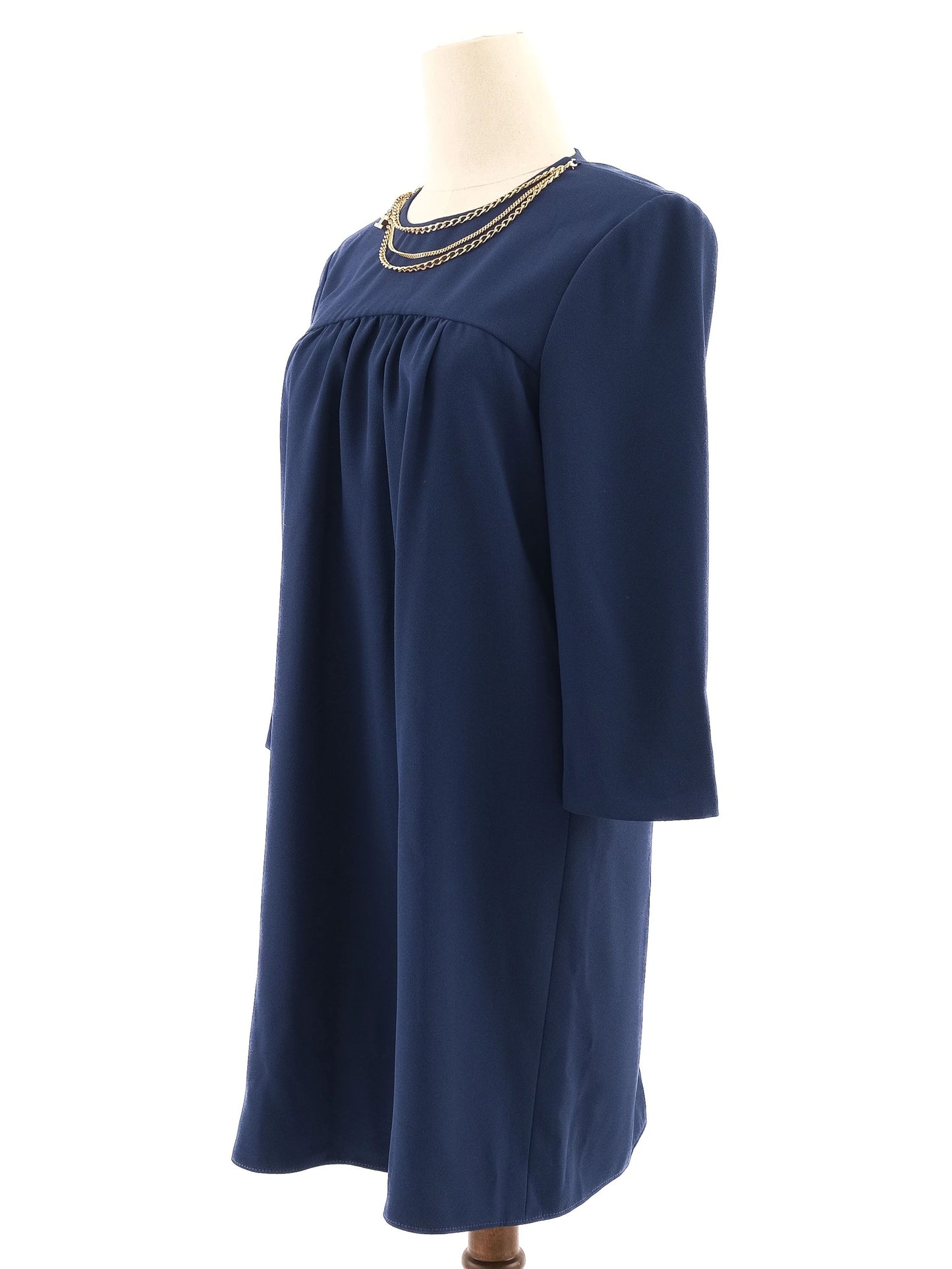 excellent elisabetta franchi blue dress size l with gold details