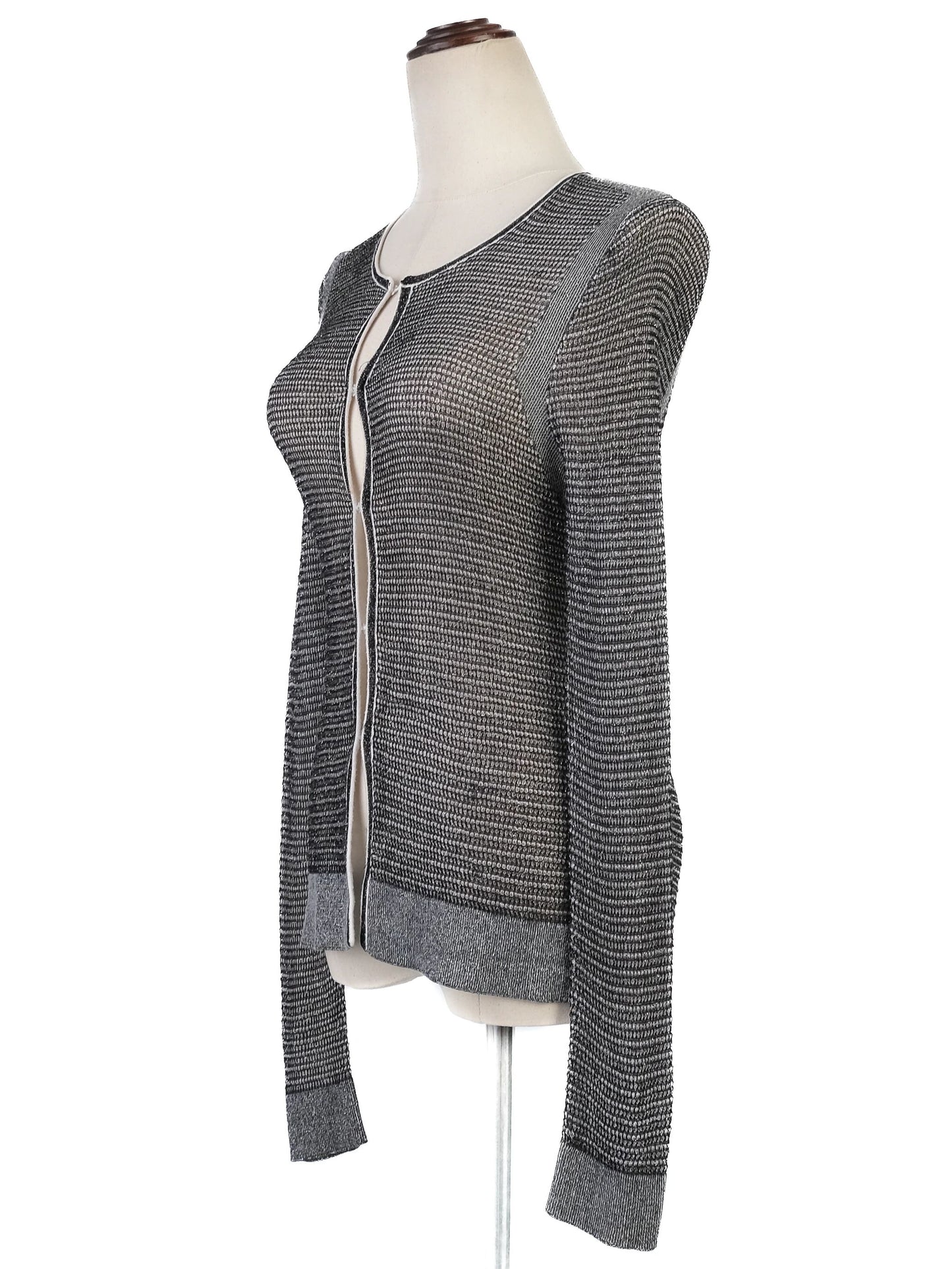 excellent maje gray knitted long sleeve top size xs sheer viscose