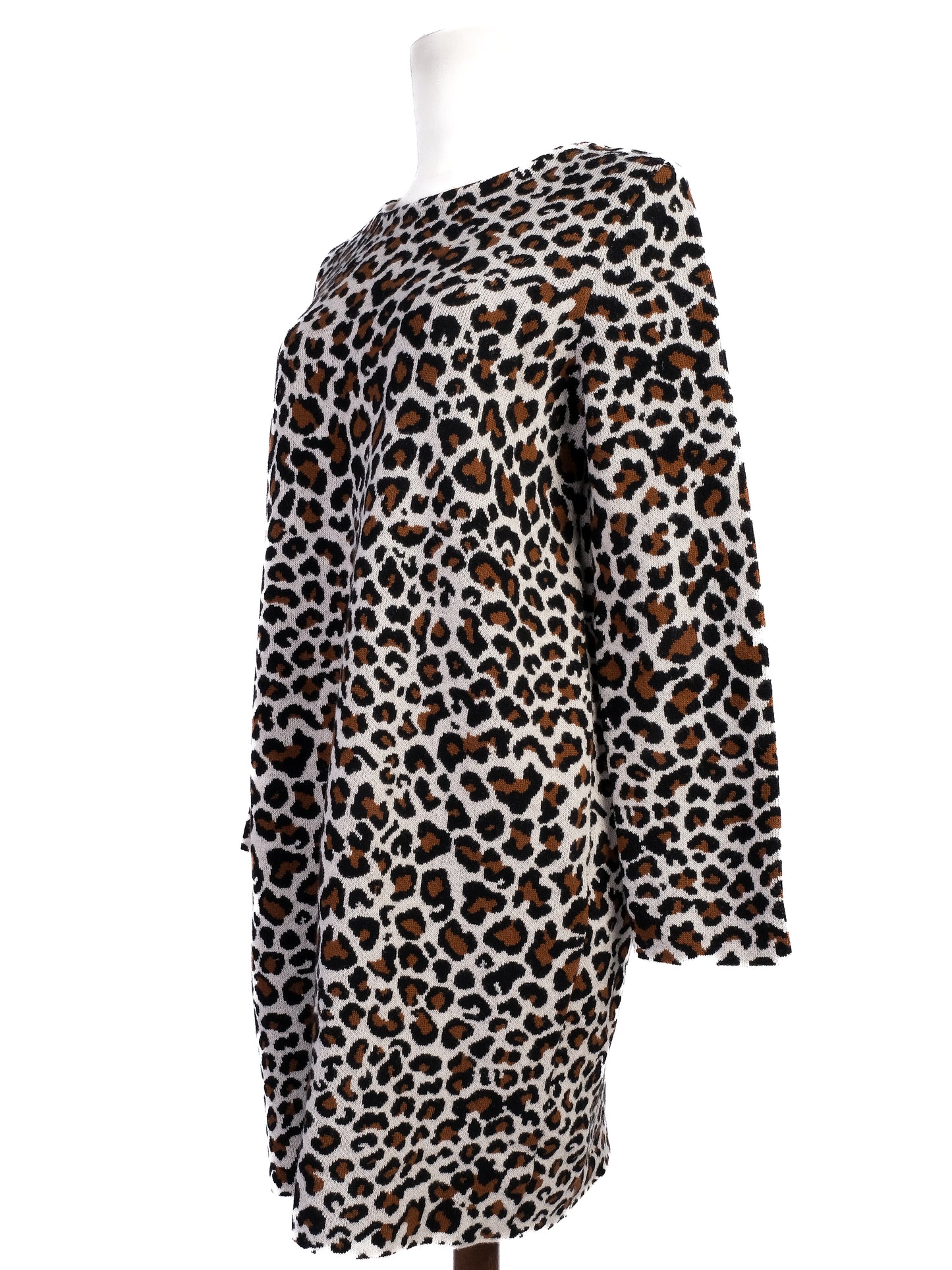 excellent max mara leopard print wool dress size l - women's fashion