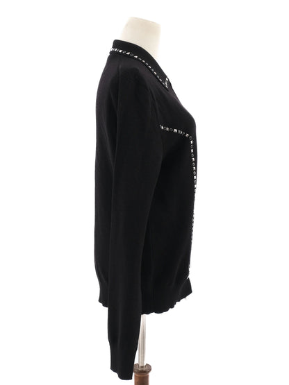 Excellent Dsquared2 Black Wool Zip-Up Jacket with Decorative Studs Size S