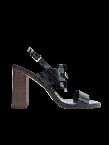 excellent tod's black high-heeled sandals size 40 with gold buckle