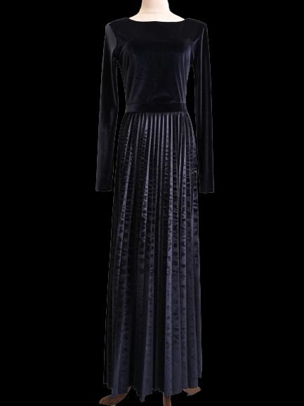 Excellent MaxCo Blue Velvet Long Sleeve Dress Size M