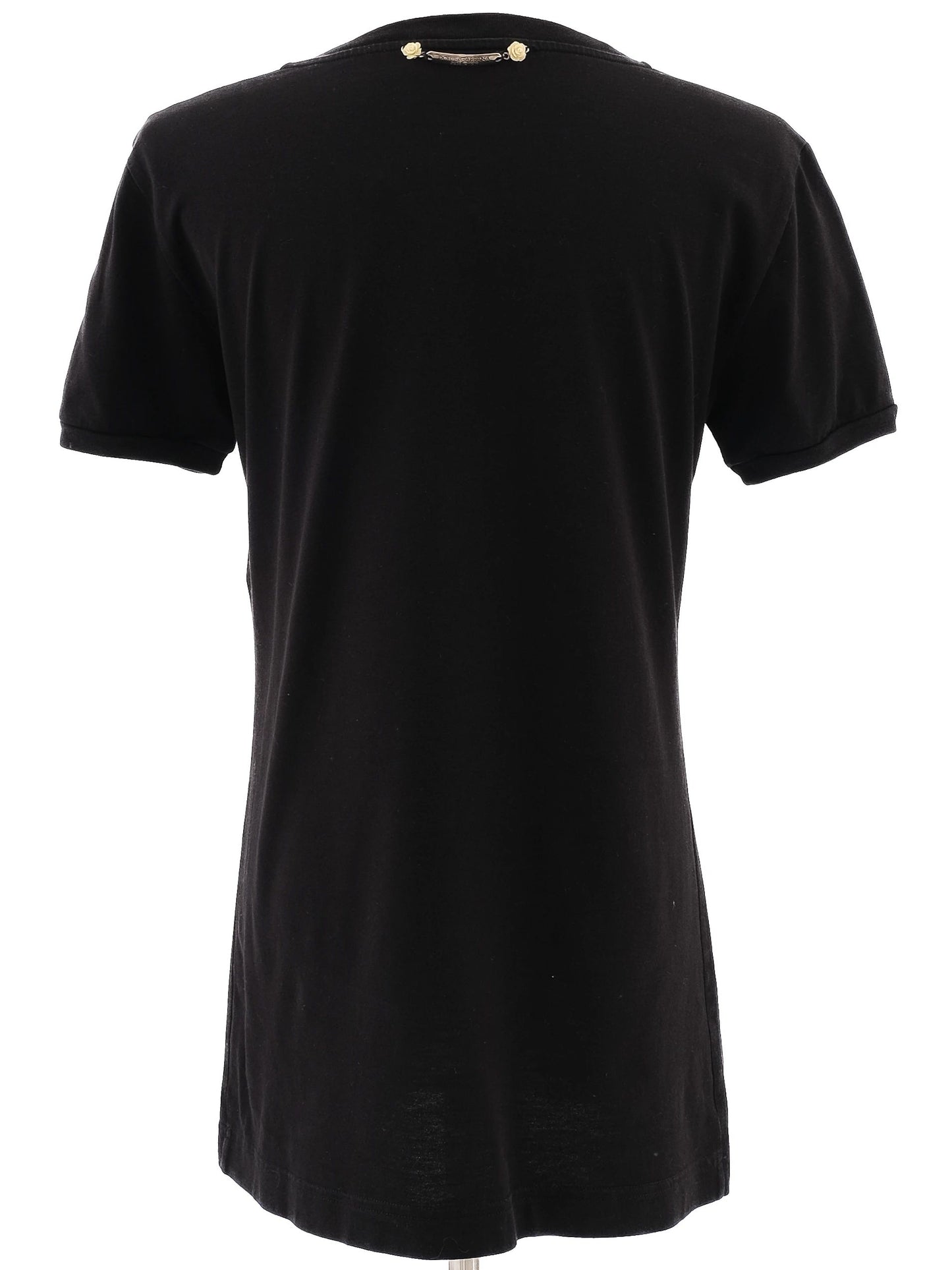 excellent dolce gabbana black cotton t-shirt size m with rose graphics