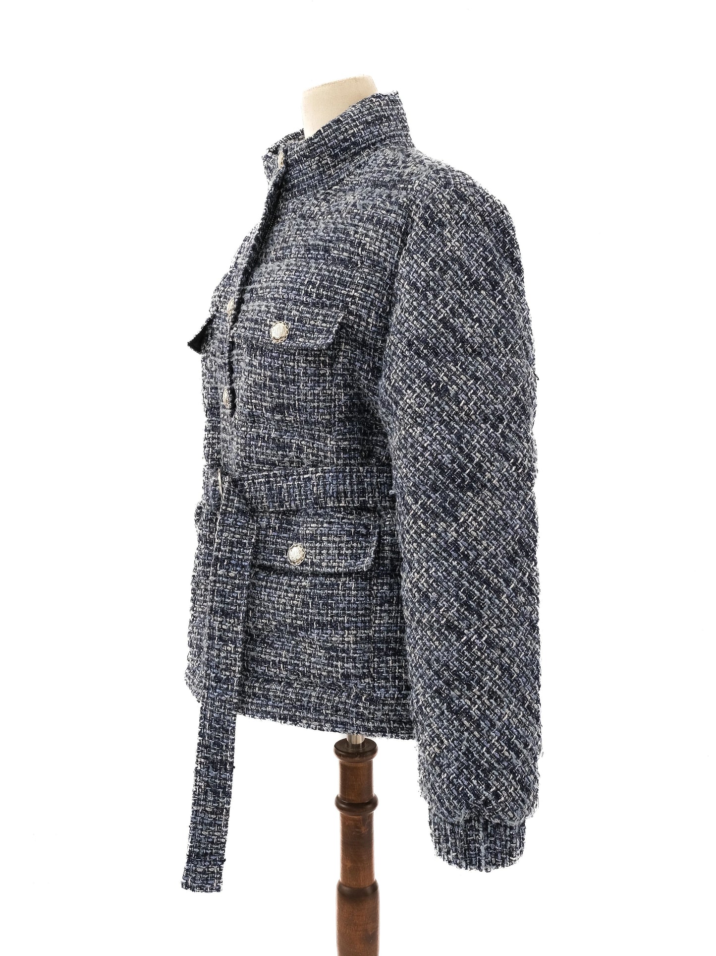 perfect maje tweed jacket navy and white size m women