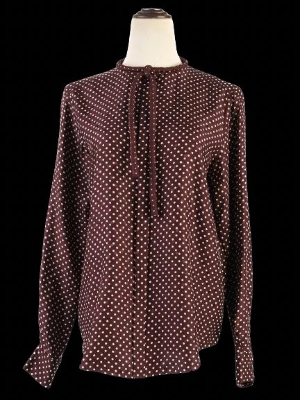 excellent chloe purple silk blouse m with tie detail