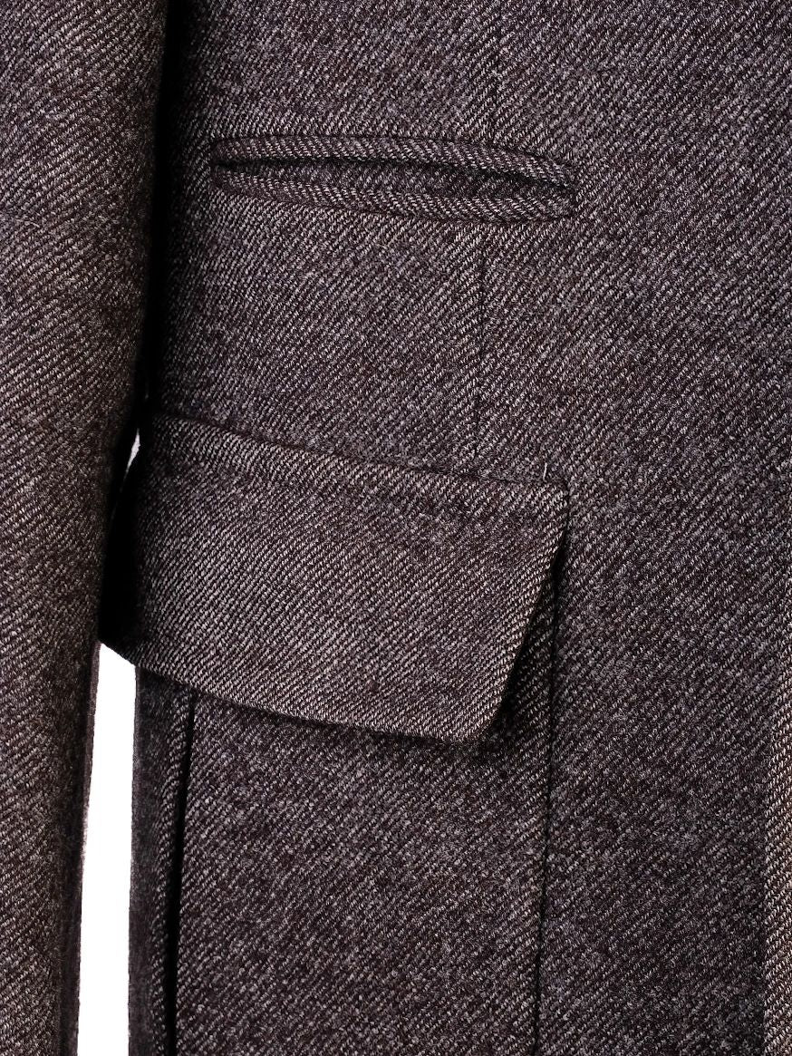 excellent feru gray wool double-breasted overcoat for men
