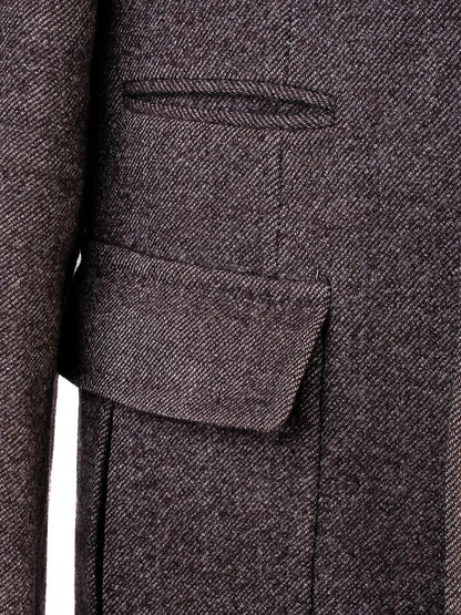 Excellent Feru Gray Wool Double-Breasted Overcoat for Men