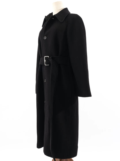 Perfect Burberry Black Wool Long Coat with Belt Size L