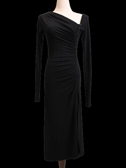 Excellent Plein Sud Black Wool Asymmetrical Dress Size N/A