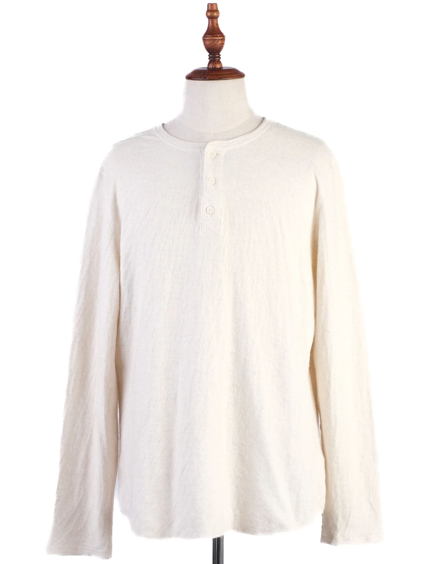 excellent vince white wool long sleeve henley shirt size xl