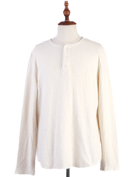 Excellent Vince White Wool Long Sleeve Henley Shirt Size XL