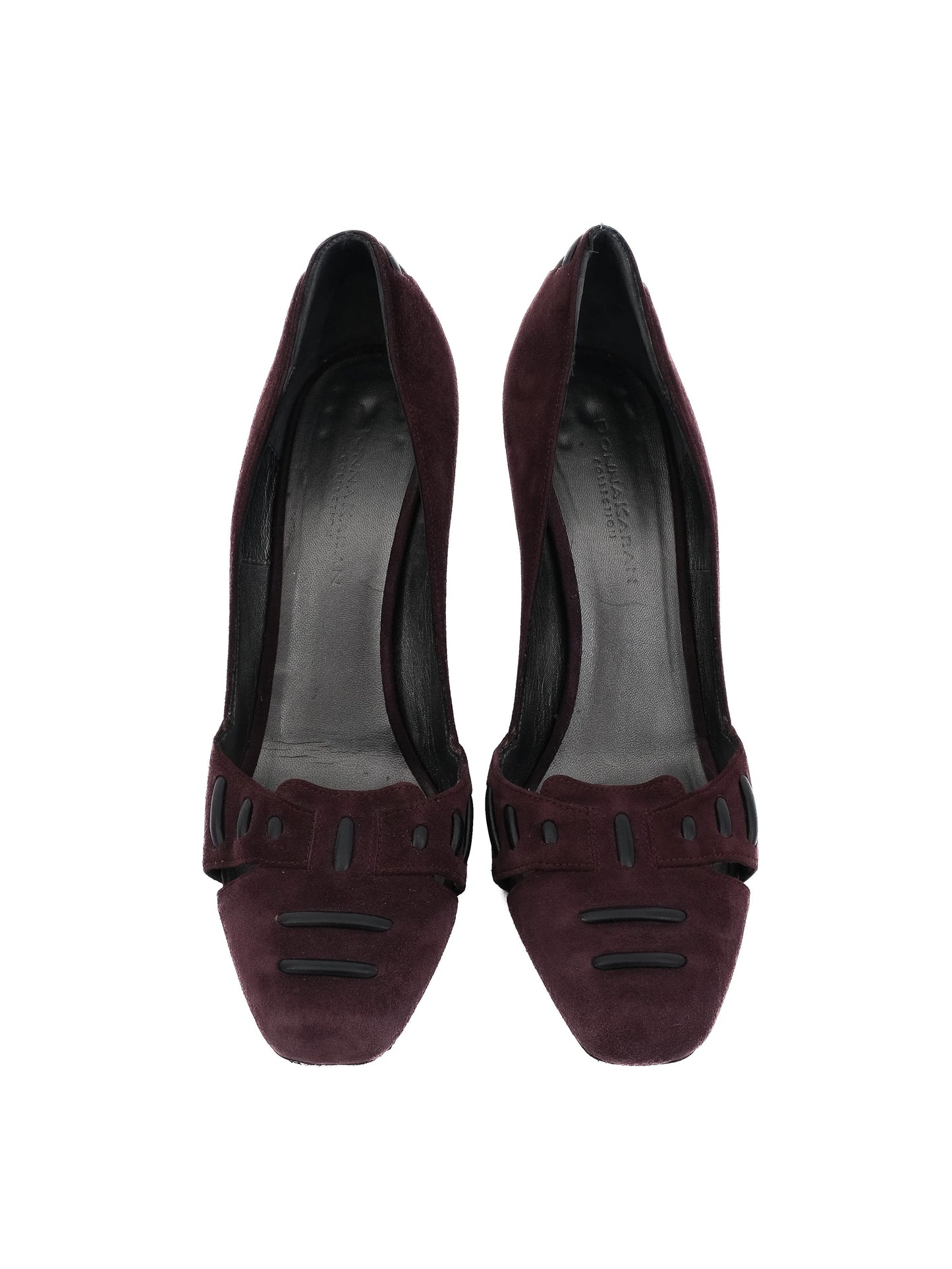 good donna karan burgundy high-heeled shoes genuine suede size 37.5