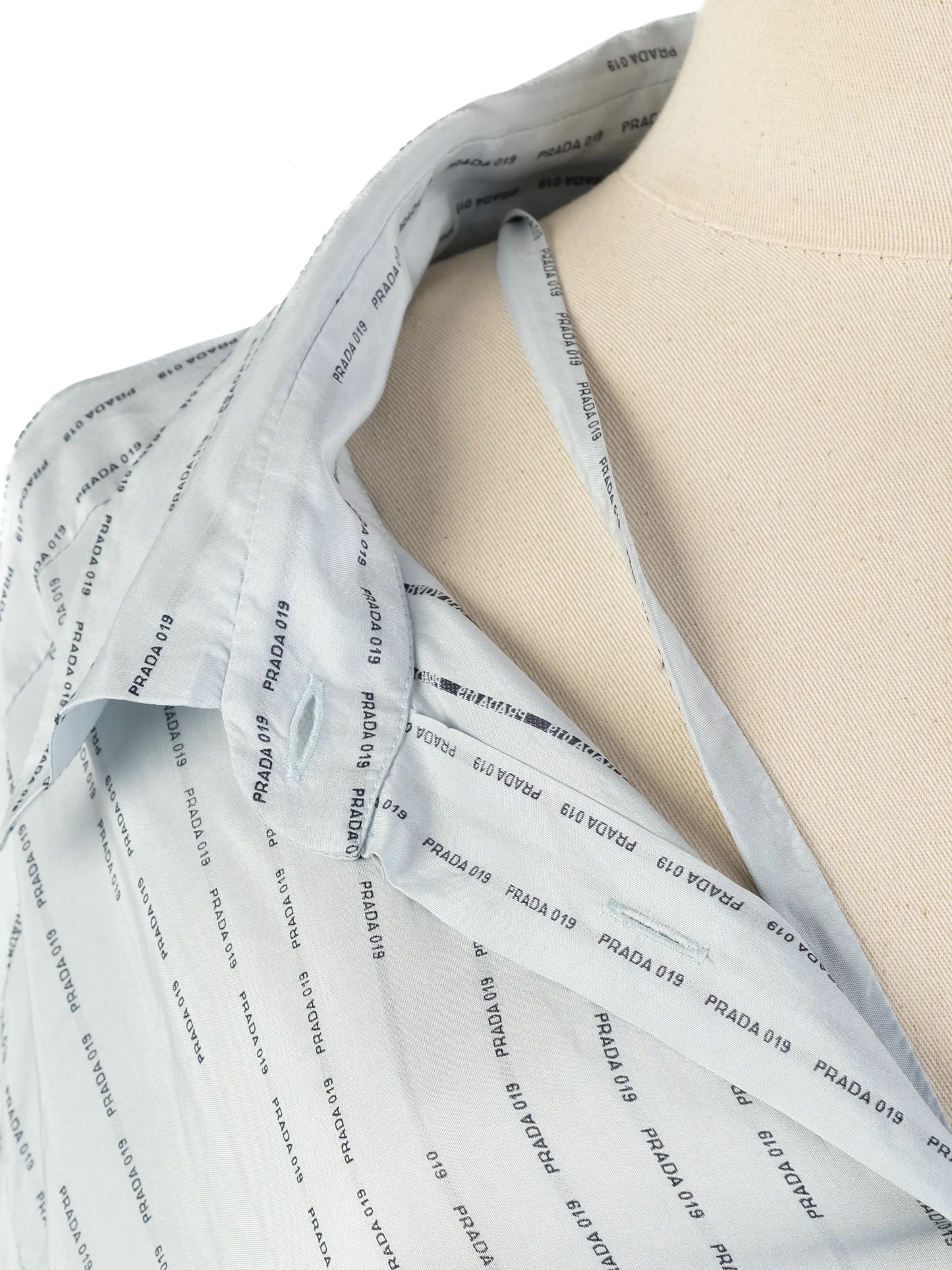 excellent prada blue silk button-up shirt size l - women's fashion