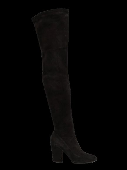 good sergio rossi black genuine suede over-the-knee boots size 37