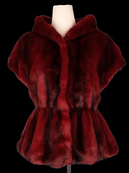 excellent monnalisa burgundy faux fur vest with hood size s