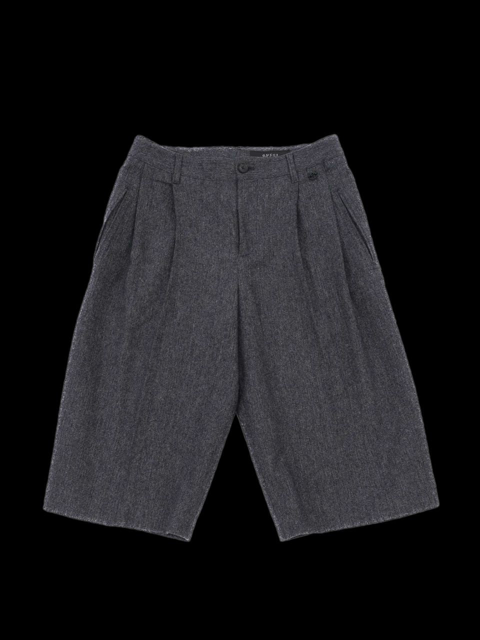 excellent gucci gray wool knee-length shorts size 38 s