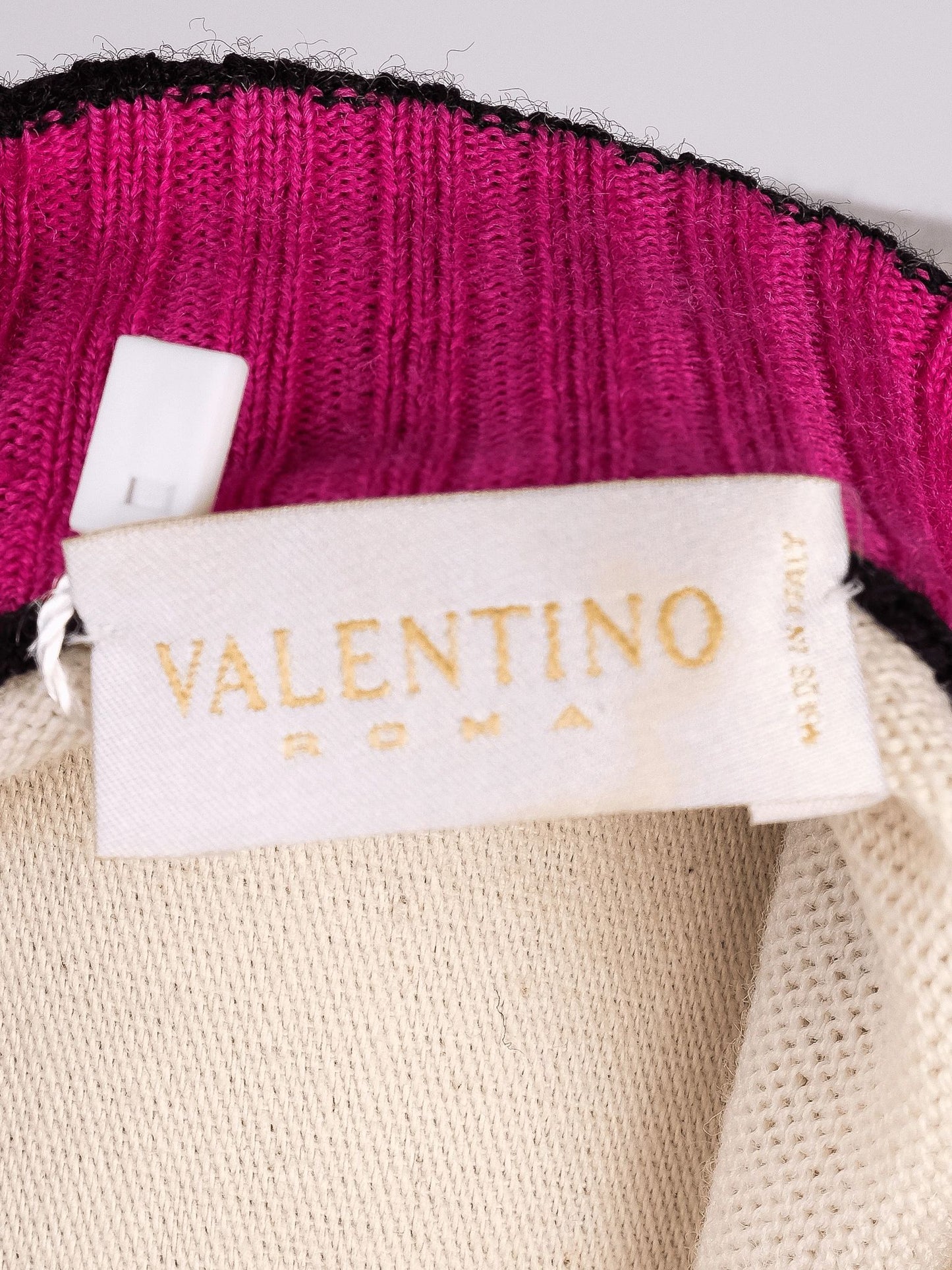 excellent valentino white wool cardigan size m with black trim