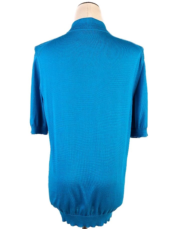excellent castello d'oro women's blue silk polo shirt