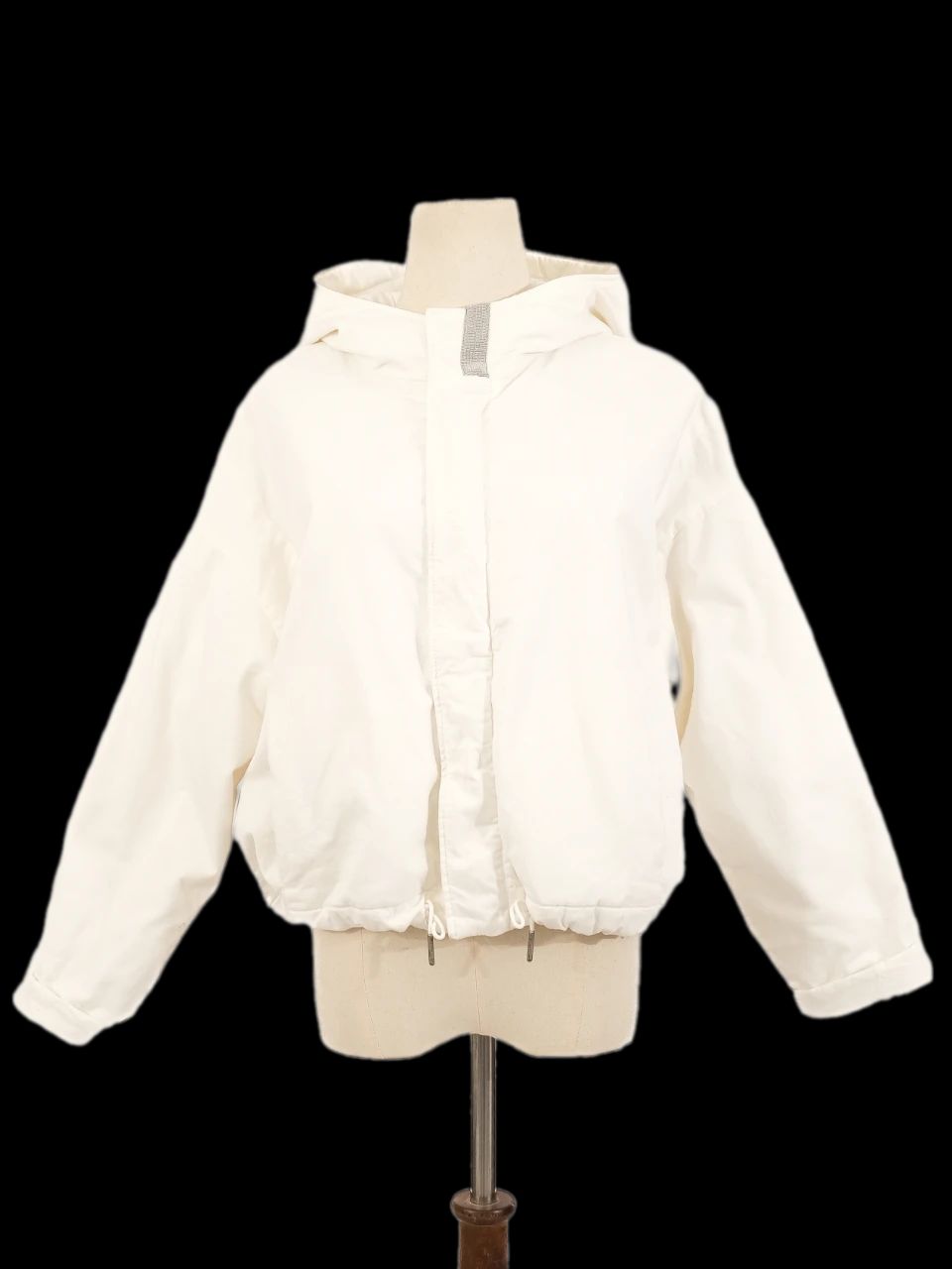excellent fabiana filippi white hooded jacket size s viscose