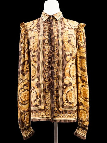 Excellent Versace Women’s Long-Sleeve Blouse Silk Size L Combined