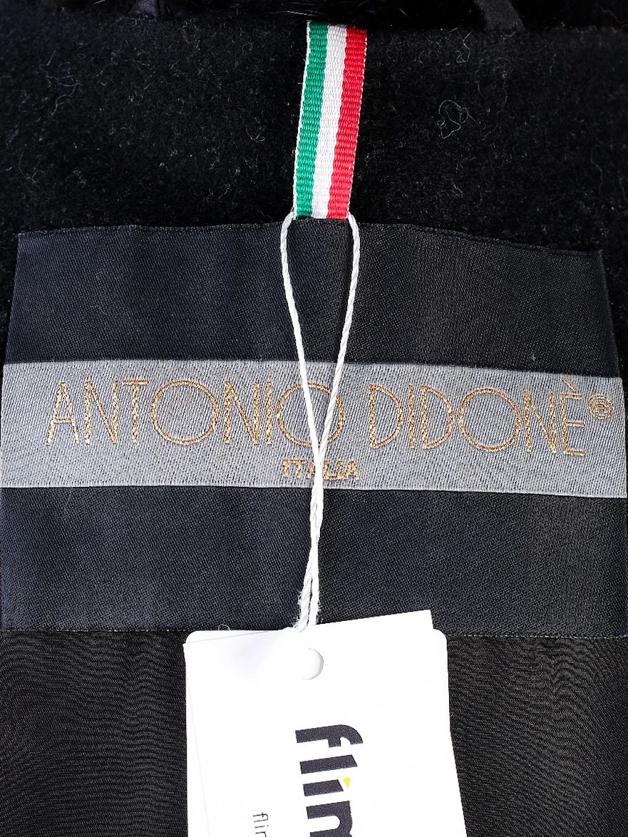 excellent antonio didone black wool fur coat with belt size m