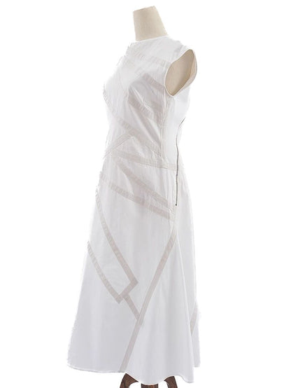 Excellent Bottega Veneta White Sleeveless Dress Cotton Size N/A