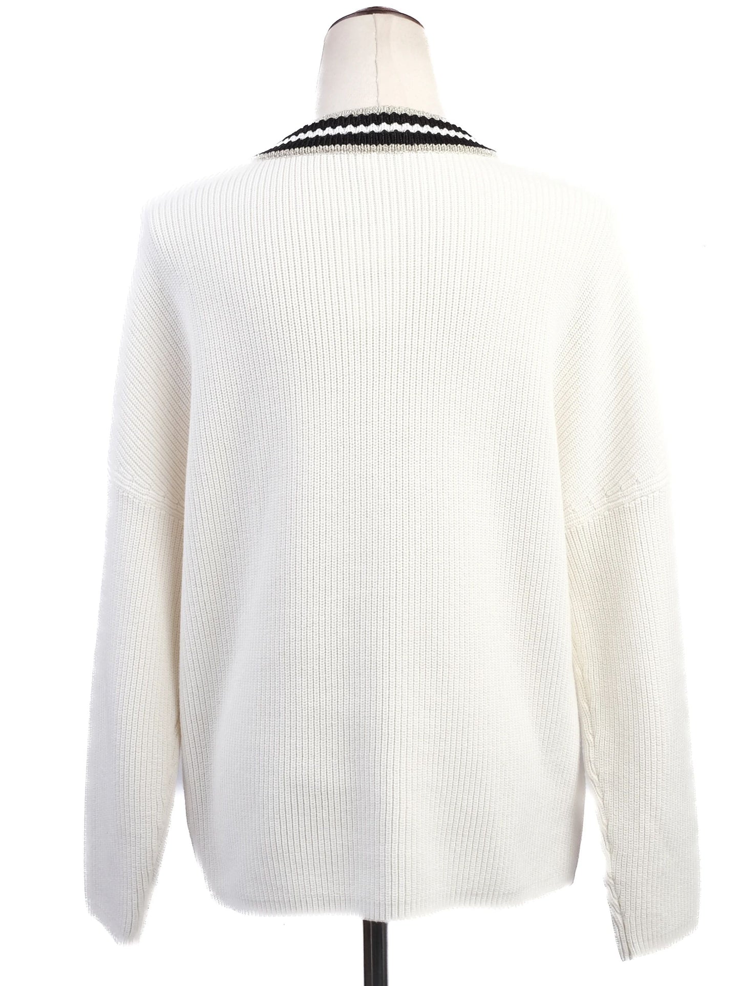 maje white knitted sweater excellent condition v-neck striped