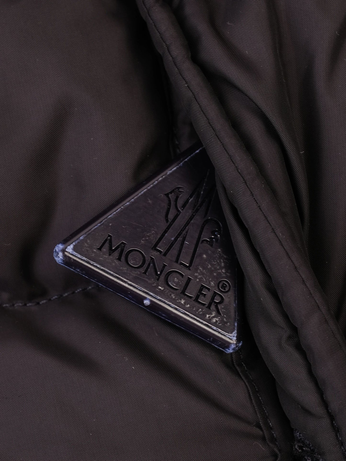 excellent moncler kids winter coat blue polyester size 4 with fur hood