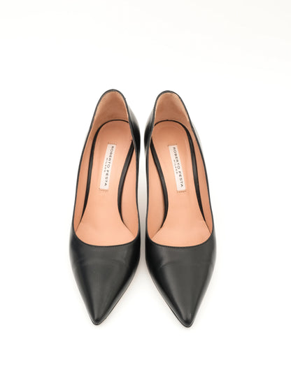 Excellent Roberto Festa Black Leather High-Heeled Shoes Size 36