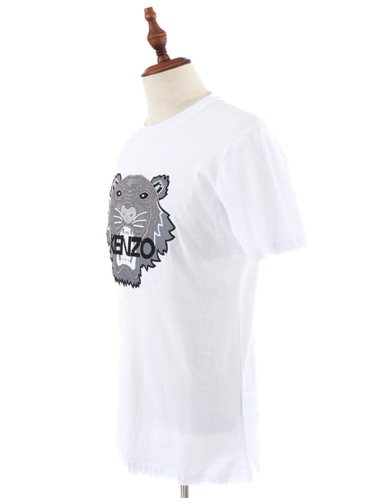 Excellent Kenzo White T-Shirt Men's M Cotton Graphic Tiger Design